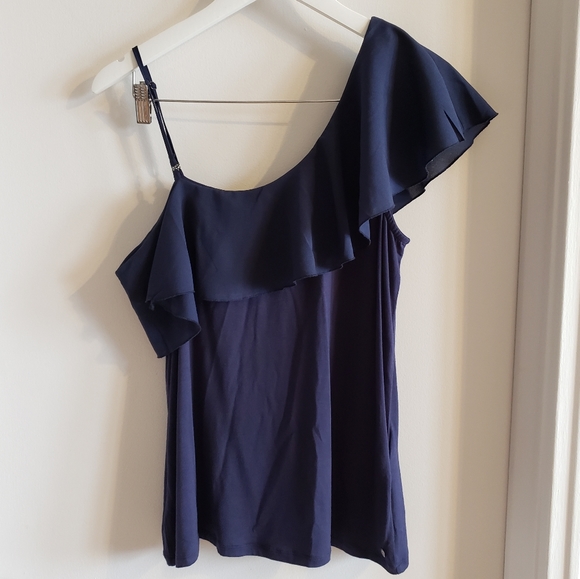 Garcia Jeans One Sleeve Tank Boho Blouse Sheer Frilly Layer Woman Size Large - Picture 1 of 10